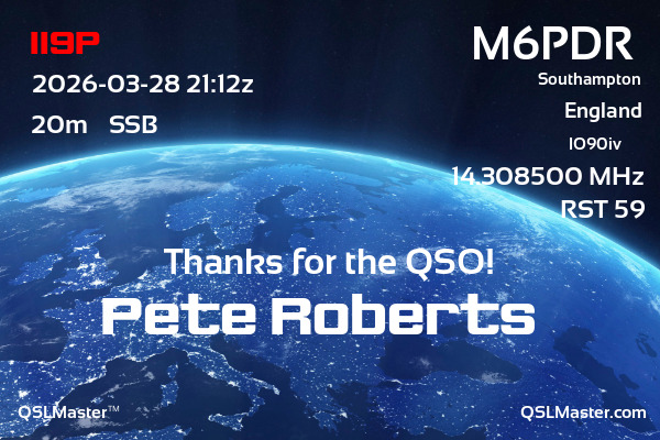 QSL Master Card for M6PDR QSO with II9P