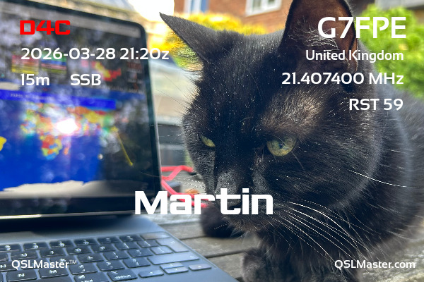 QSL Master Card for G7FPE QSO with D4C