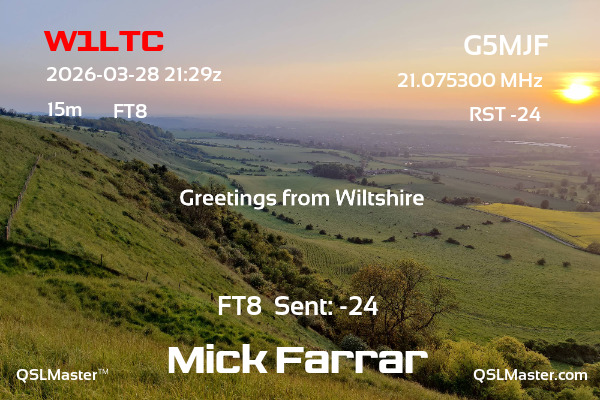 QSL Master Card for G5MJF QSO with W1LTC