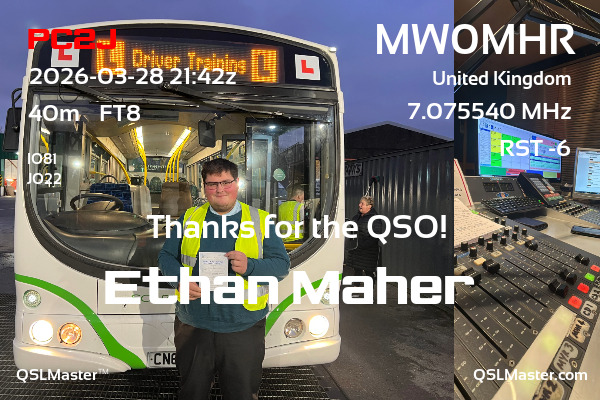 QSL Master Card for MW0MHR QSO with PC2J