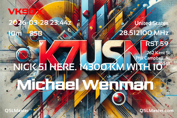 QSL Master Card for K7USN QSO with VK9DX