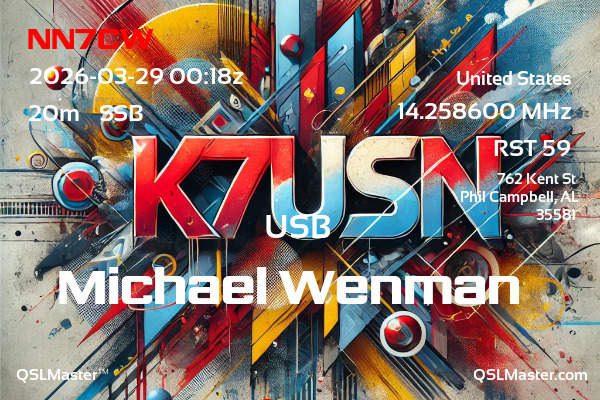 QSL Master Card for K7USN QSO with NN7CW