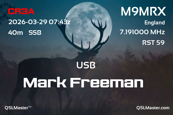 QSL Master Card for M9MRX QSO with CR3A