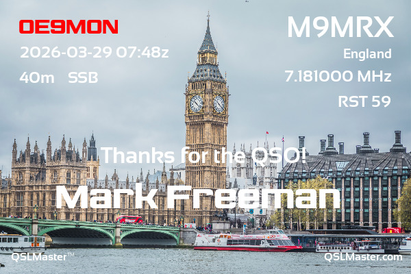 QSL Master Card for M9MRX QSO with OE9MON