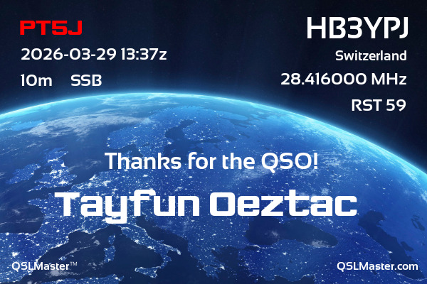 QSL Master Card for HB3YPJ QSO with PT5J