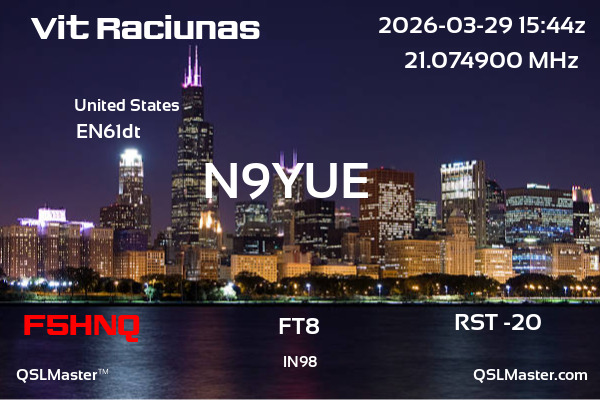 QSL Master Card for N9YUE QSO with F5HNQ