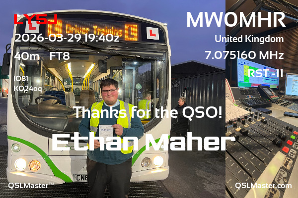 QSL Master Card for MW0MHR QSO with LY5J