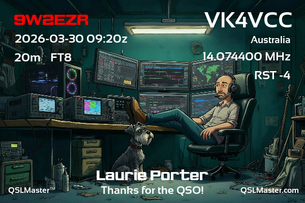QSL Master Card for VK4VCC QSO with 9W2EZR