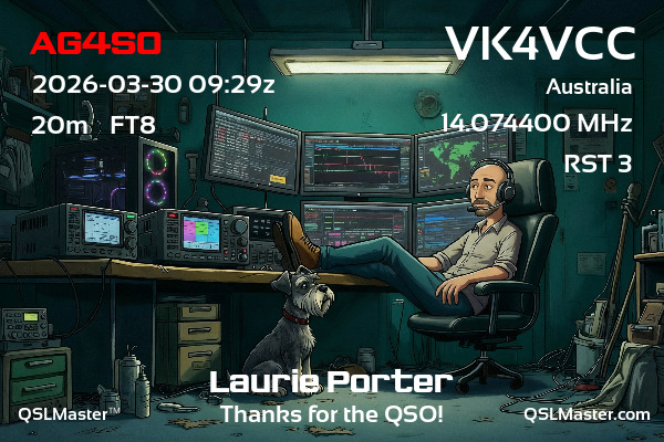 QSL Master Card for VK4VCC QSO with AG4SO