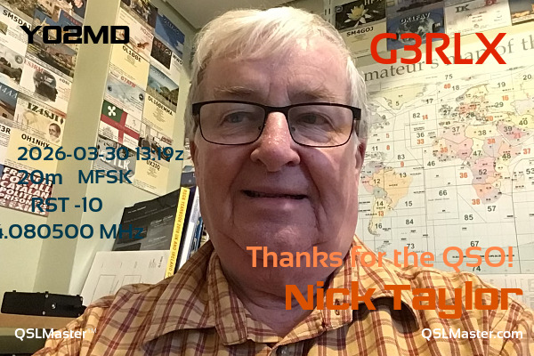 QSL Master Card for G3RLX QSO with YO2MD