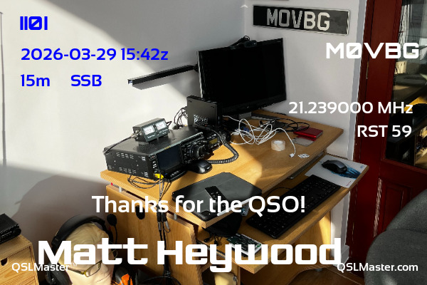 QSL Master Card for M0VBG QSO with II0I