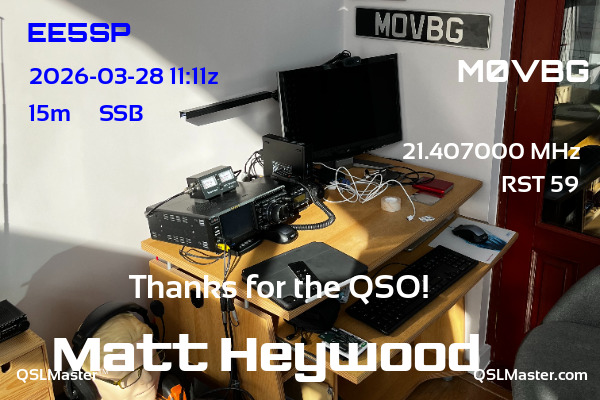 QSL Master Card for M0VBG QSO with EE5SP