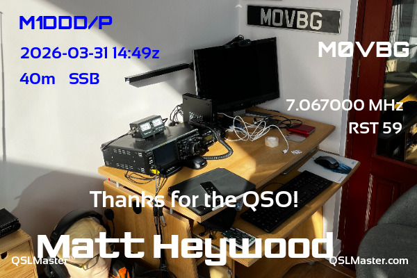 QSL Master Card for M0VBG QSO with M1DDD/P