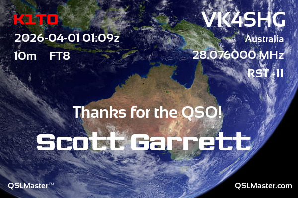 QSL Master Card for VK4SHG QSO with K1TO