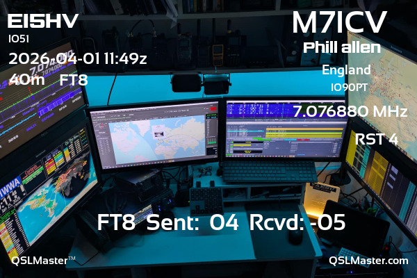 QSL Master Card for M7ICV QSO with EI5HV