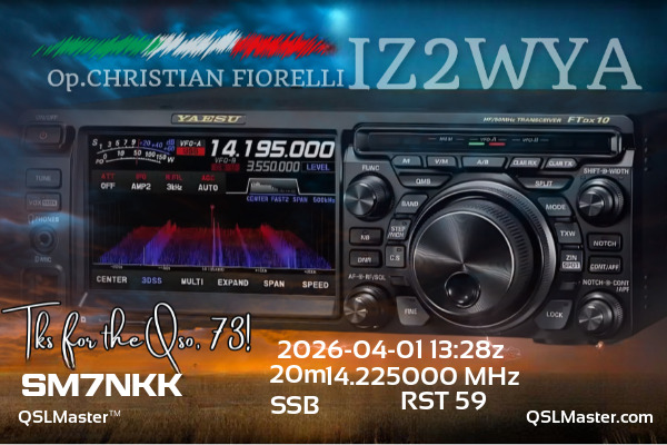 QSL Master Card for IZ2WYA QSO with SM7NKK