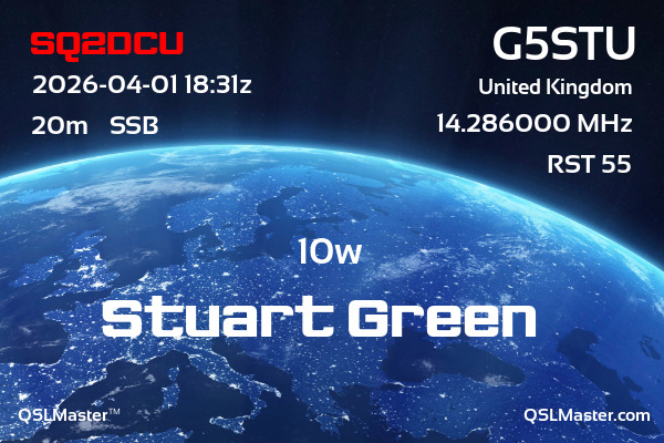 QSL Master Card for G5STU QSO with SQ2DCU