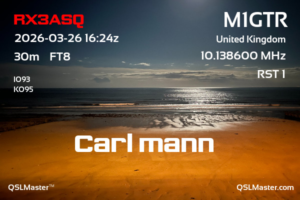 QSL Master Card for M1GTR QSO with RX3ASQ