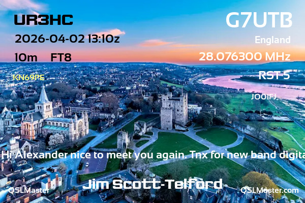 QSL Master Card for G7UTB QSO with UR3HC