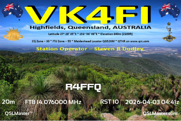 QSL Master Card for VK4FI QSO with R4FFQ