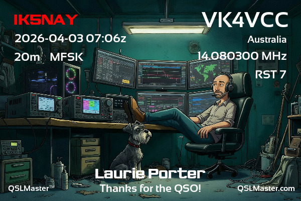 QSL Master Card for VK4VCC QSO with IK5NAY