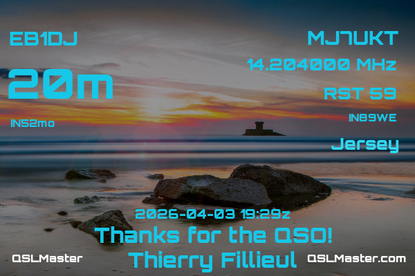 QSL Master Card for MJ7UKT QSO with EB1DJ