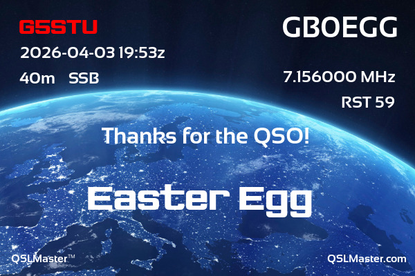 QSL Master Card for GB0EGG QSO with G5STU
