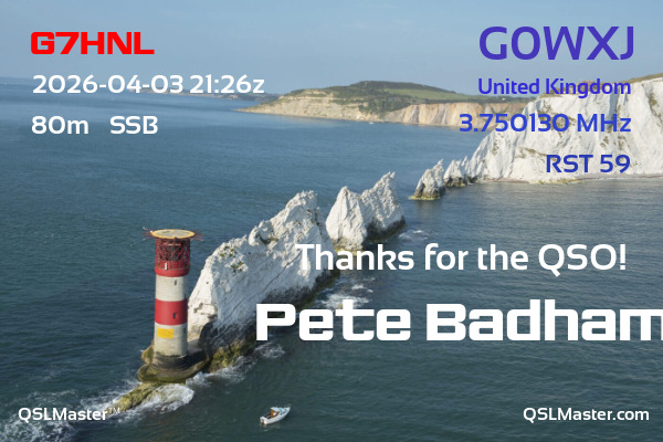QSL Master Card for G0WXJ QSO with G7HNL