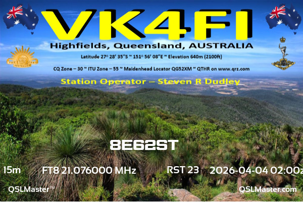 QSL Master Card for VK4FI QSO with 8E62ST