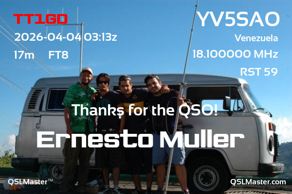 QSL Master Card for YV5SAO QSO with TT1GD