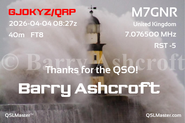 QSL Master Card for M7GNR QSO with GJ0KYZ/QRP