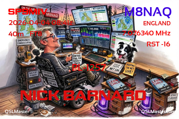 QSL Master Card for M8NAQ QSO with SP9MIV