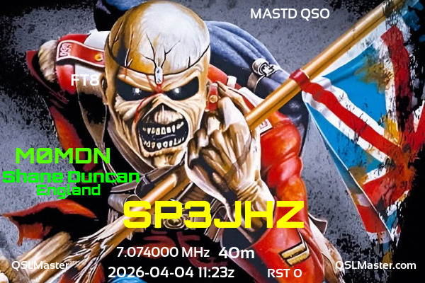 QSL Master Card for M0MDN QSO with SP3JHZ