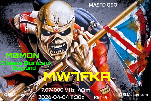 QSL Master Card for M0MDN QSO with MW7FKA