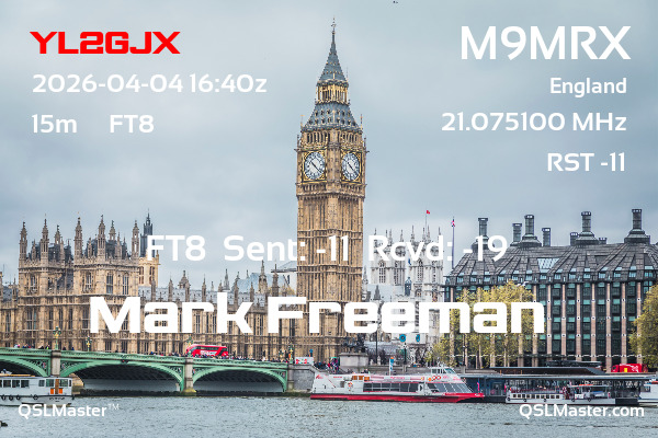 QSL Master Card for M9MRX QSO with YL2GJX