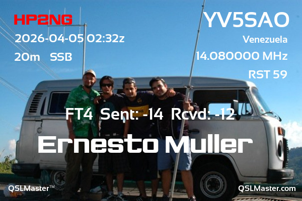 QSL Master Card for YV5SAO QSO with HP2NG