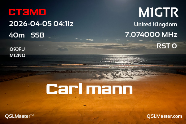 QSL Master Card for M1GTR QSO with CT3MD