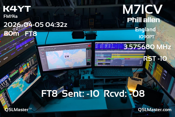 QSL Master Card for M7ICV QSO with K4YT