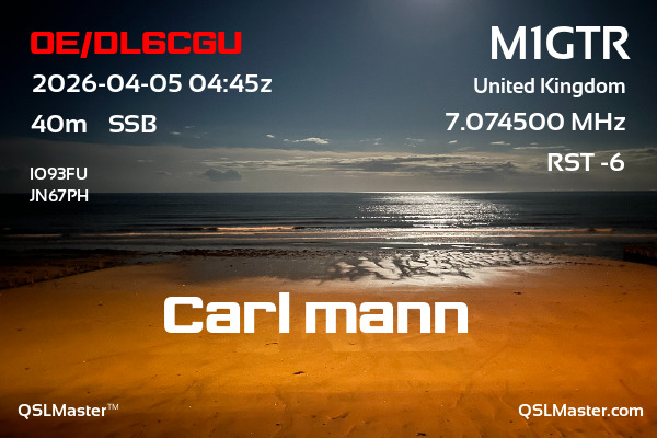 QSL Master Card for M1GTR QSO with OE/DL6CGU