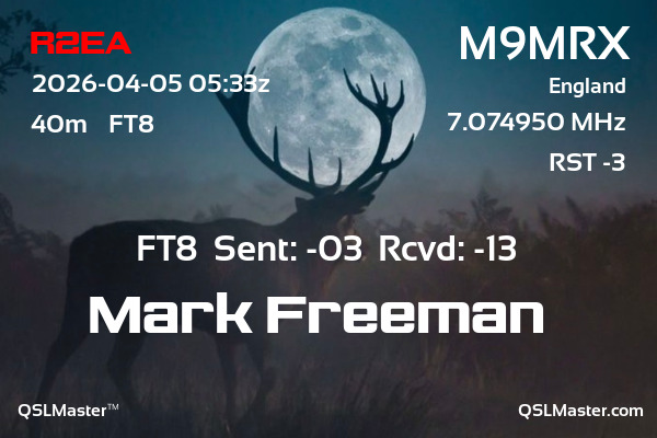 QSL Master Card for M9MRX QSO with R2EA