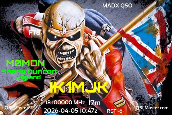 QSL Master Card for M0MDN QSO with IK1MJK
