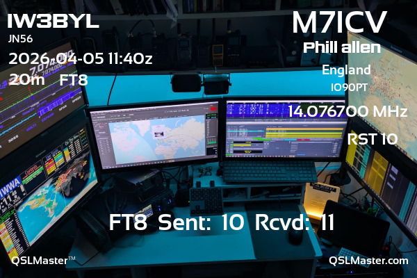QSL Master Card for M7ICV QSO with IW3BYL