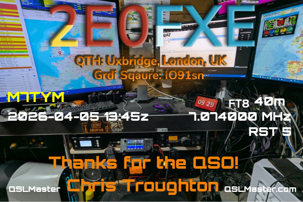 QSL Master Card for 2E0FXE QSO with M7TYM
