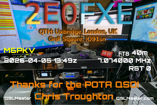 QSL Master Card for 2E0FXE QSO with M6PKV