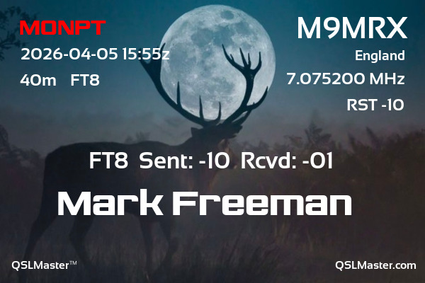 QSL Master Card for M9MRX QSO with M0NPT