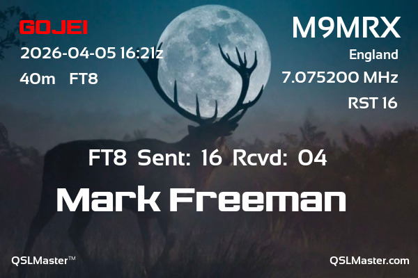 QSL Master Card for M9MRX QSO with G0JEI