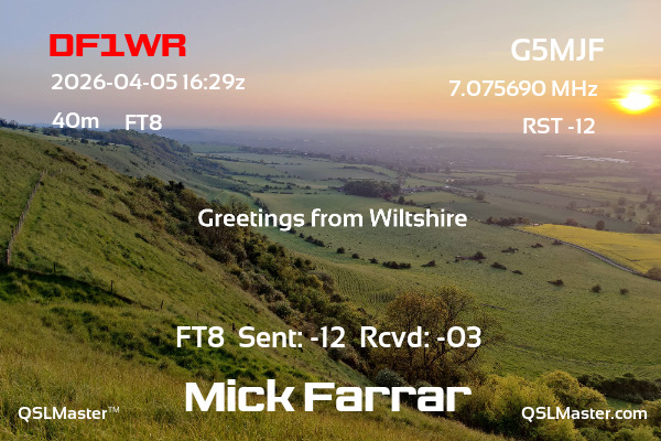QSL Master Card for G5MJF QSO with DF1WR
