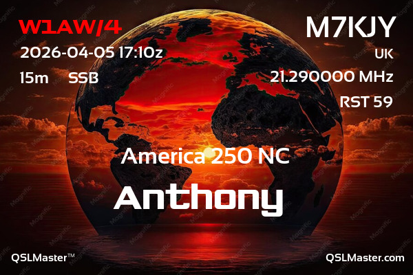 QSL Master Card for M7KJY QSO with W1AW/4