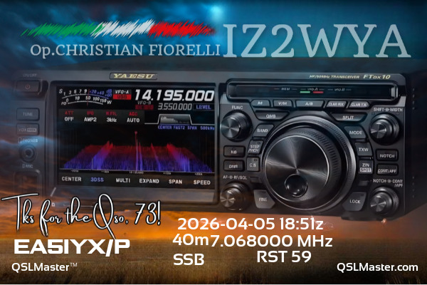 QSL Master Card for IZ2WYA QSO with EA5IYX/P