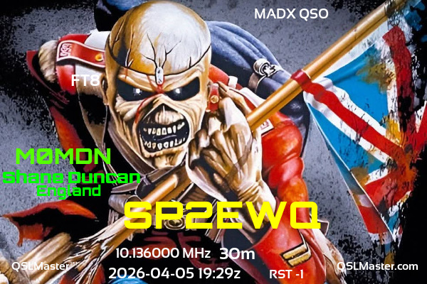 QSL Master Card for M0MDN QSO with SP2EWQ